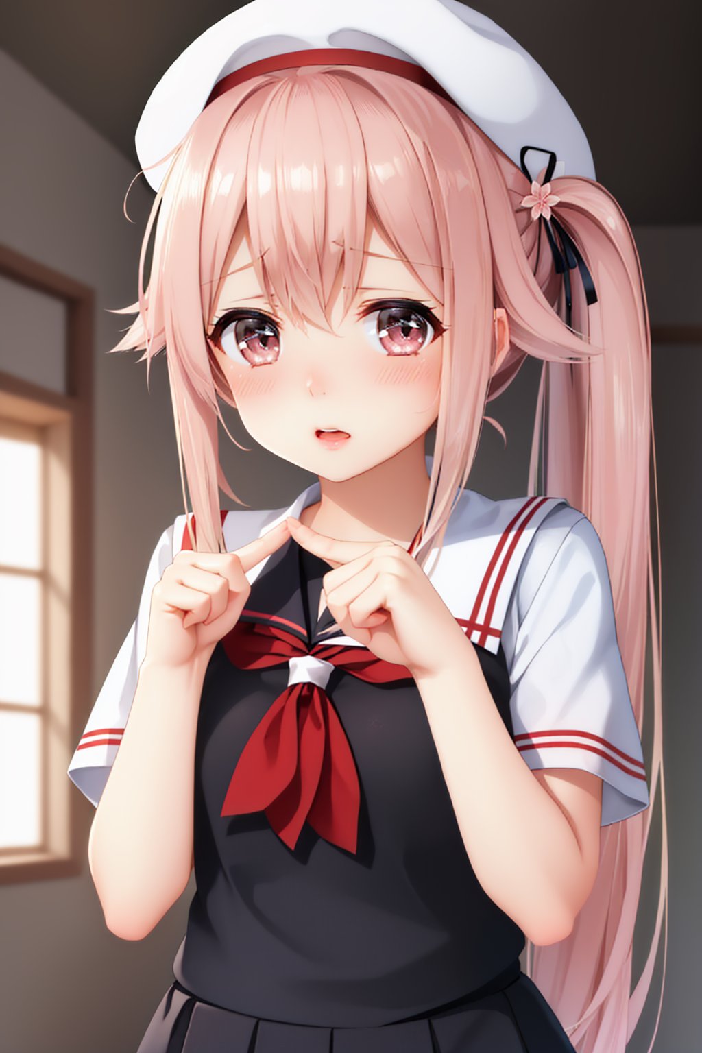 00019-1826015924-(masterpiece, best quality_1.2), , , solo, 1girl, harusame, blush, nervous, closed mouth, index fingers together, side ponytail,.jpg